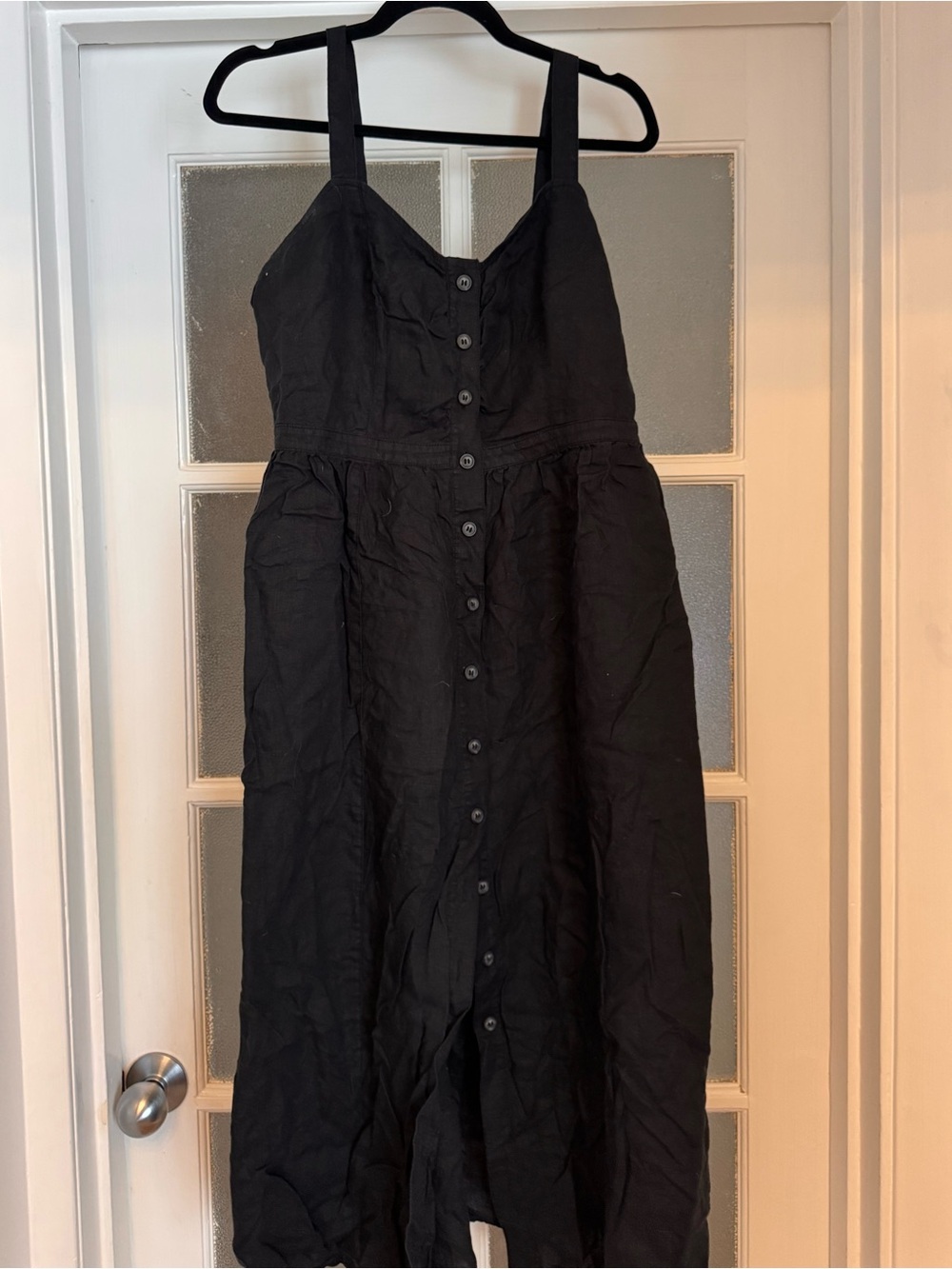 Treasure & Bond Black Button-Front Midi Dress
